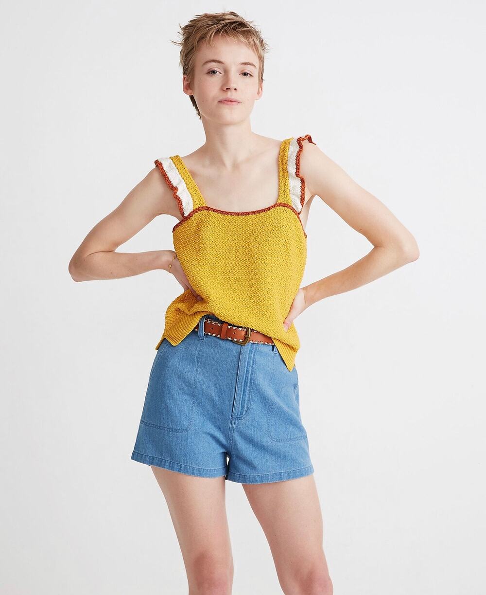 Madewell Tops Madewell Colorblock Crocheted Ruffle Strap Sweater Tank Size Small